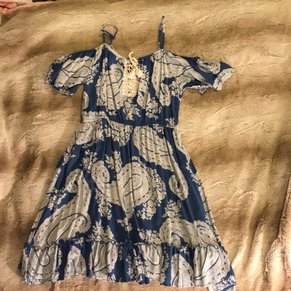 Blue off the shoulder dress